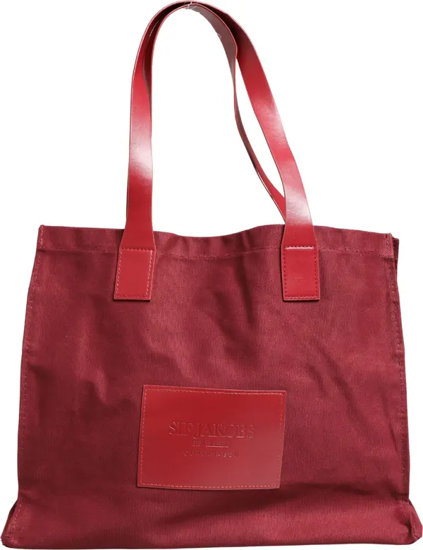 Burgundy Cotton Canvas Shopping Tote Women Borse  Jewellery Bag