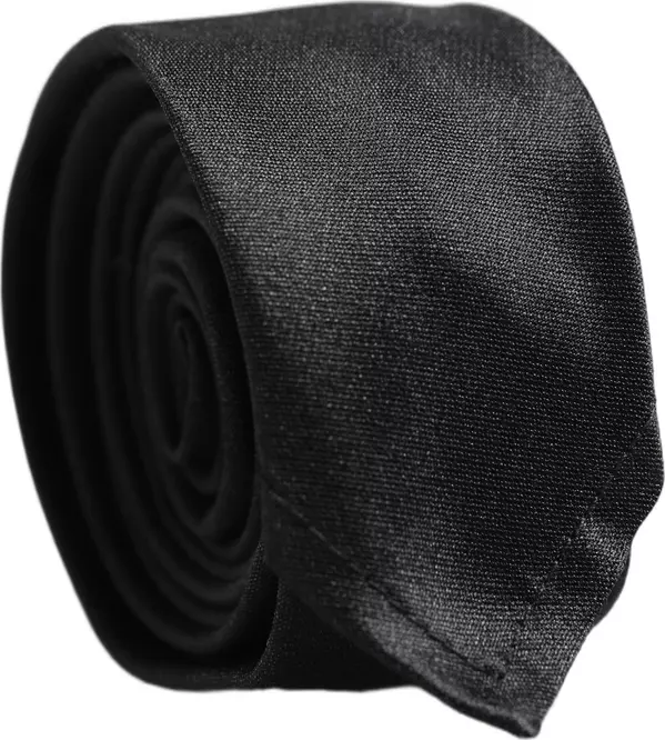 Men Black Satin Silk Classic Adjustable Tied Necktie Tie