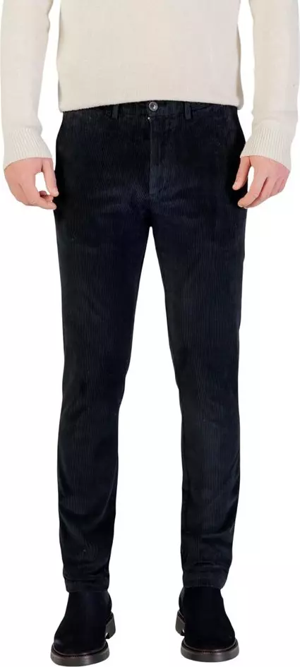Blue Cotton Casual Pants