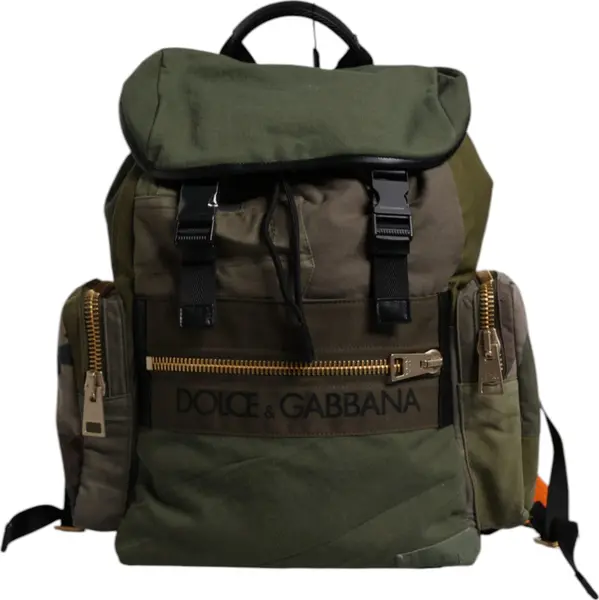 Military Green Patchwork Travel Backpack Bag