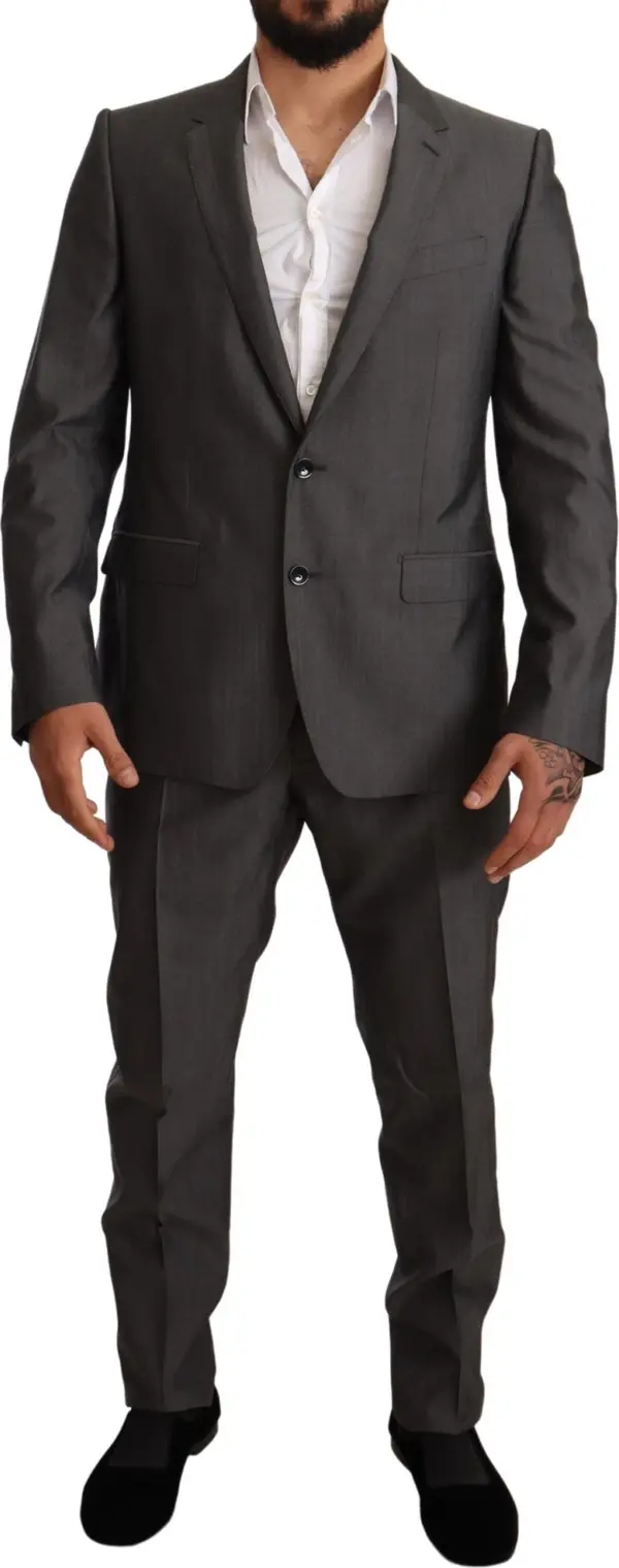 Gray Metallic MARTINI Slim Fit Set Suit