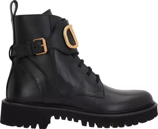 Black Calfskin Lace-Up Boots