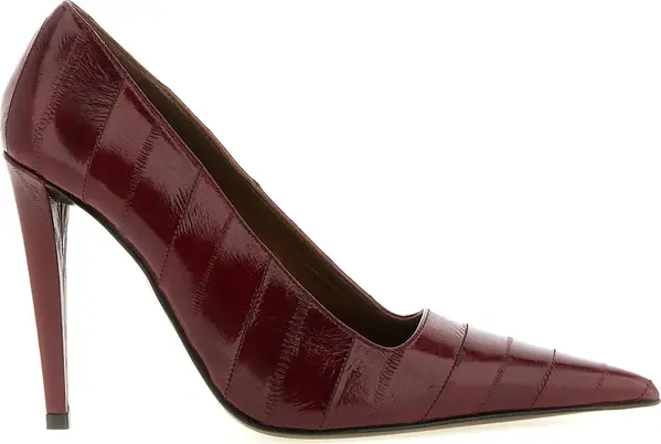Bordeaux Leather High Heel Pumps