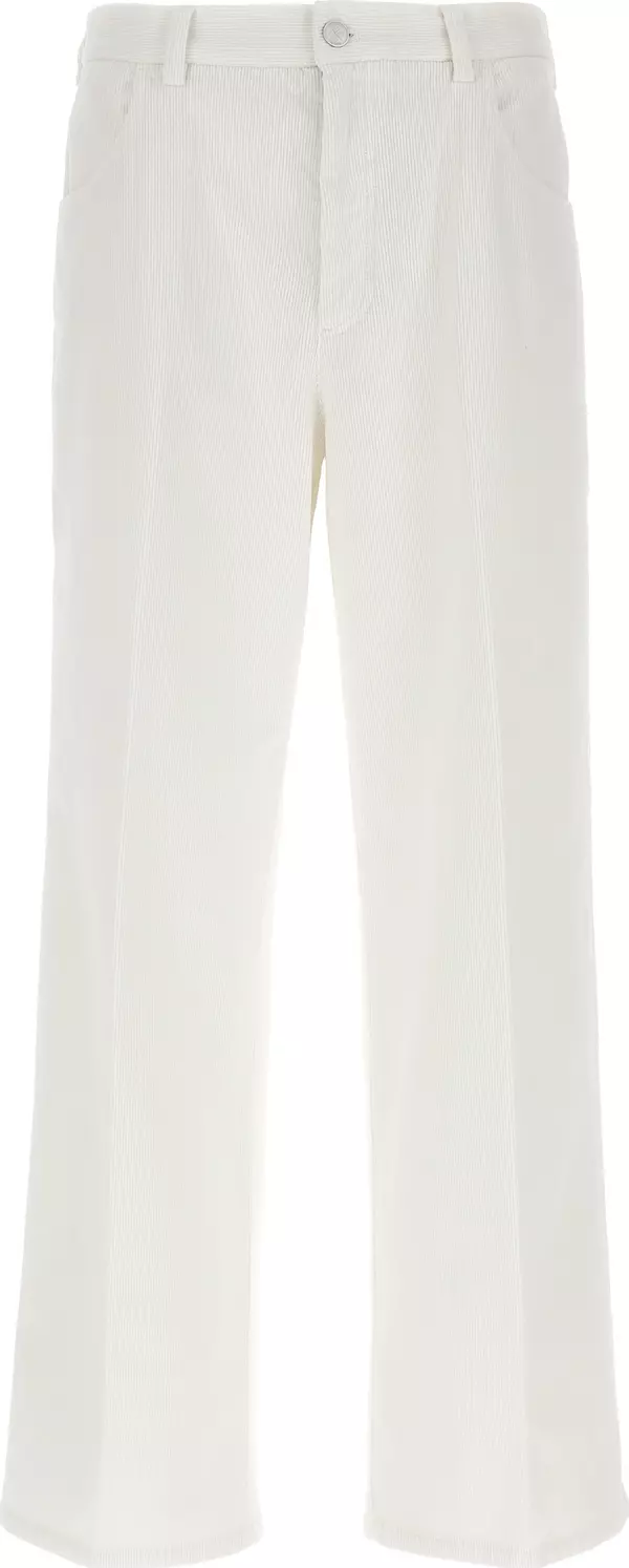 White Cotton Casual Pants