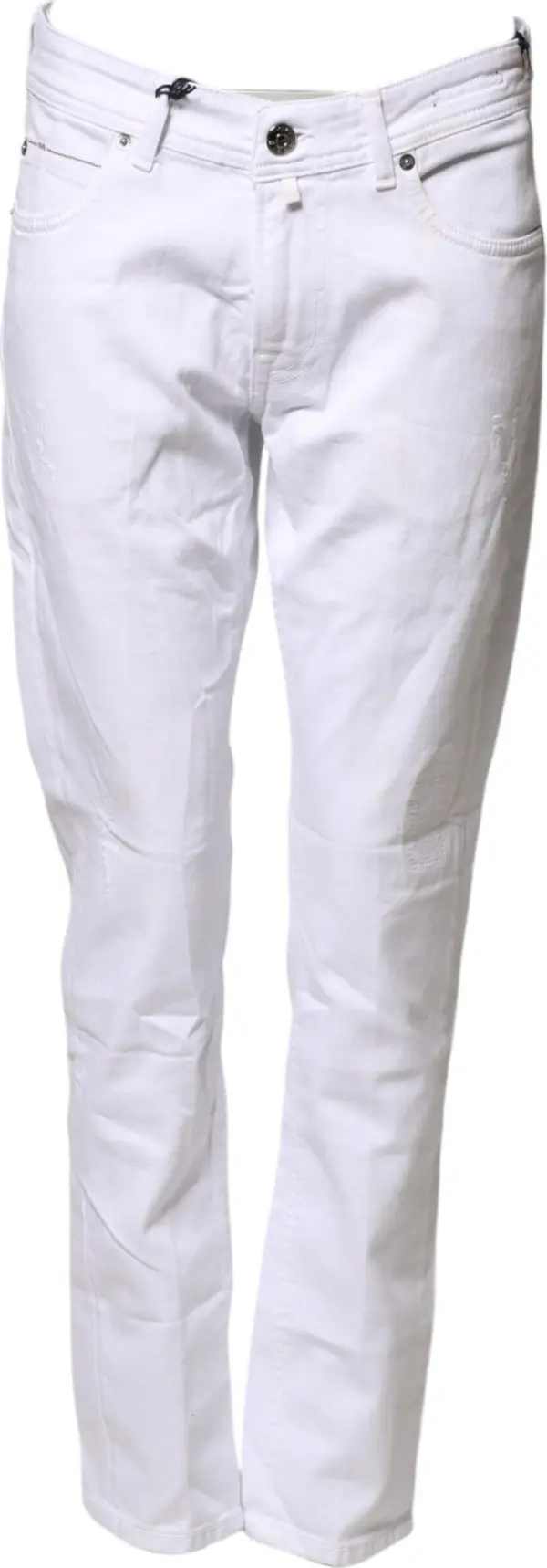 White Cotton Straight Fit Men Denim Trouser Jeans