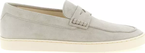 Gray Calfskin Slip-On Loafers