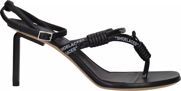 Black Leather Flip-Flop Sandals