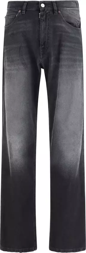 Black Cotton Straight-Leg Jeans