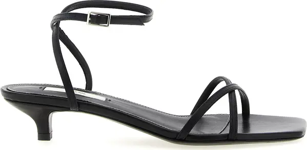 Black Leather Mid Heel Pumps