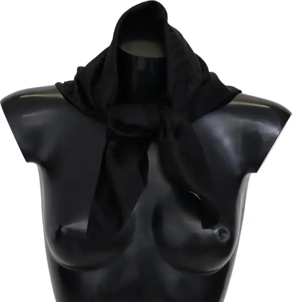 Black Wool Knit Unisex Neck Wrap Shawl Scarf