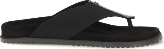 Black Polyester Flip-Flop Sandals
