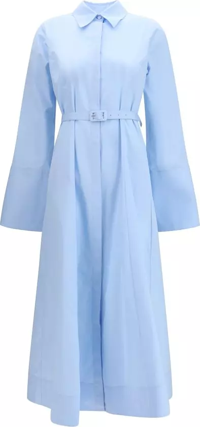Blue Cotton Casual Dress