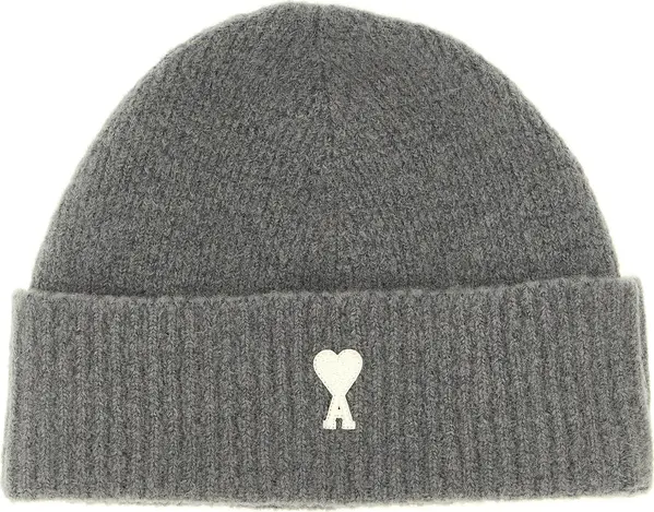 Gray Alpaca Leather Beanie