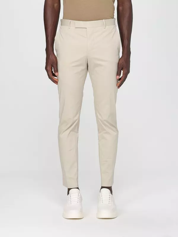 Beige Cotton Casual Pants