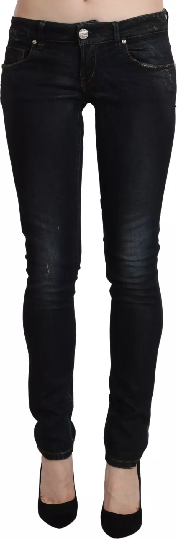 Blue Washed Low Waist Skinny Denim Slim Trouser