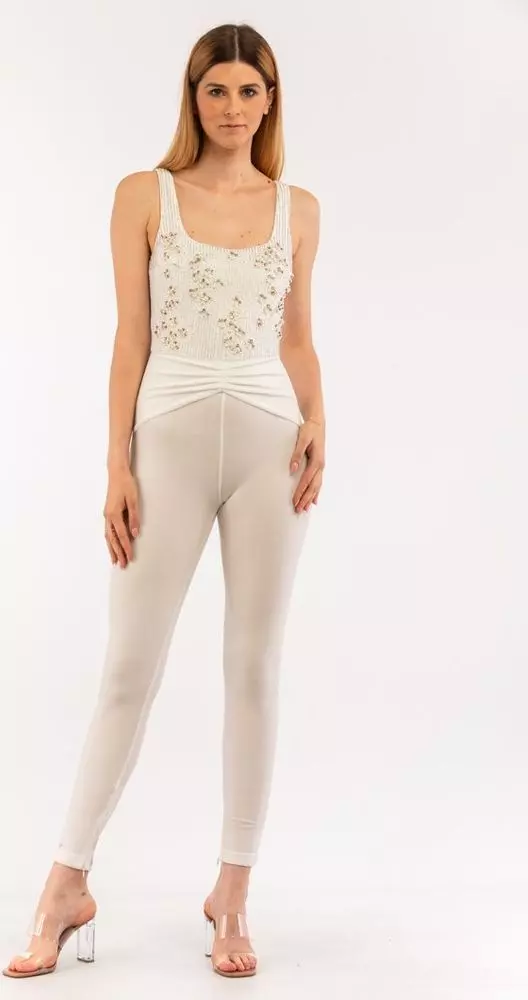 Beige Polyester Jumpsuit