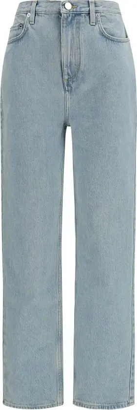 Blue Cotton Straight-Leg Jeans