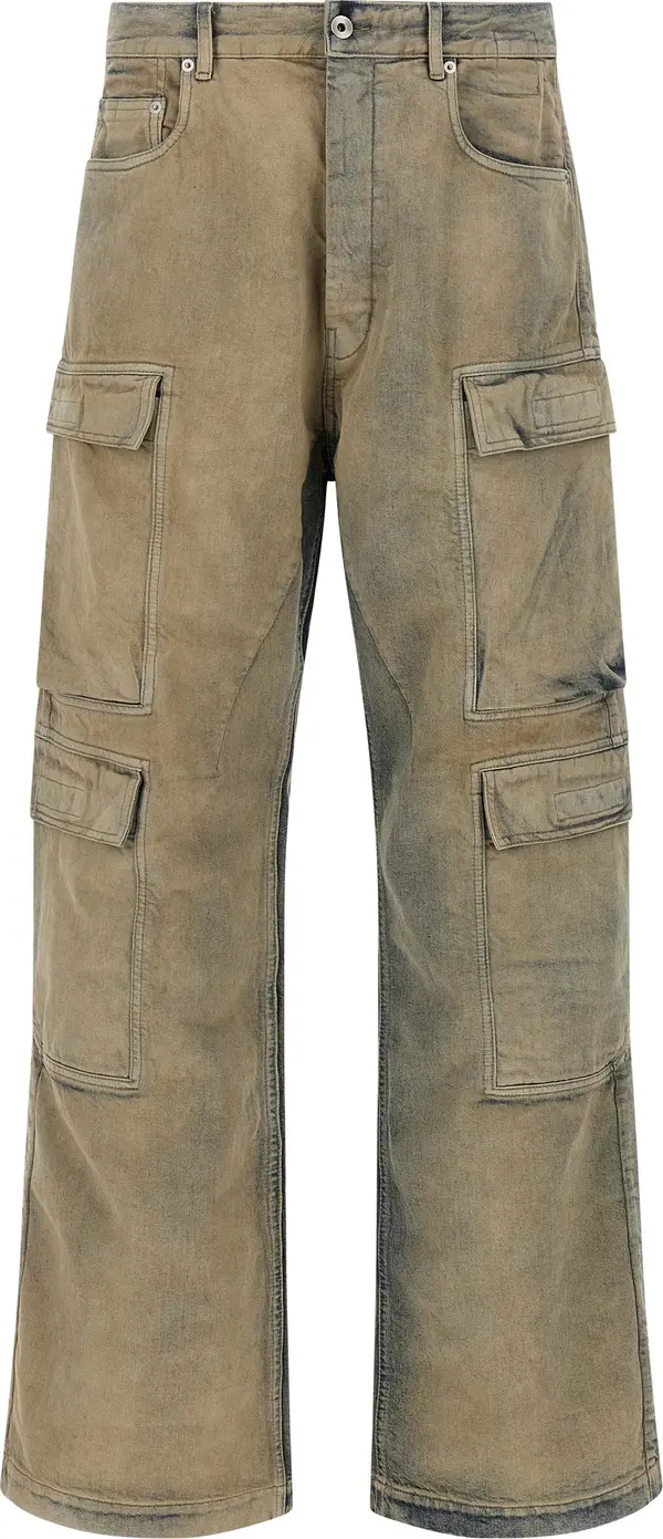 Beige Cotton Cargo Pants