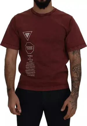 Maroon Printed Crewneck Tee Cotton T-shirt