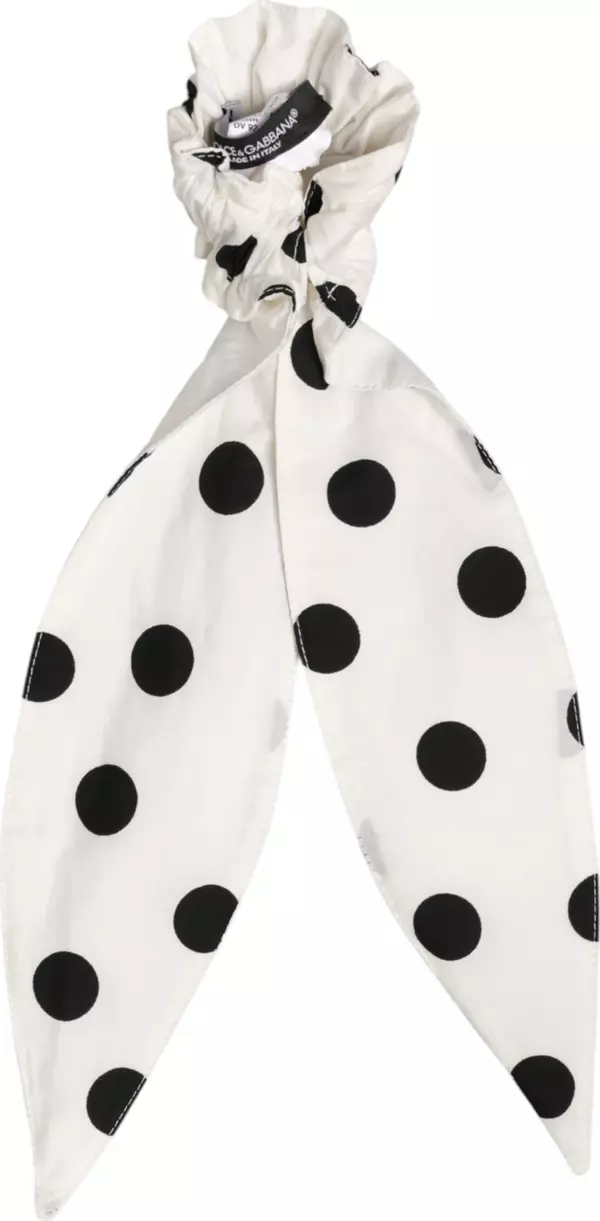 Scrunchie White Cotton Polka Dot Scarf Tie Accessory Hair