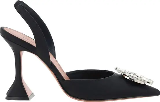 Black Satin High Heel Pumps