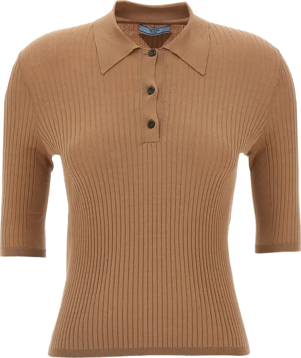 Beige Cotton Polo Shirt