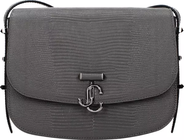 Gray Leather Crossbody Bag
