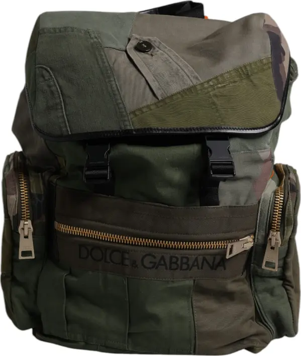Military Green Patchwork Travel Backpack Bag