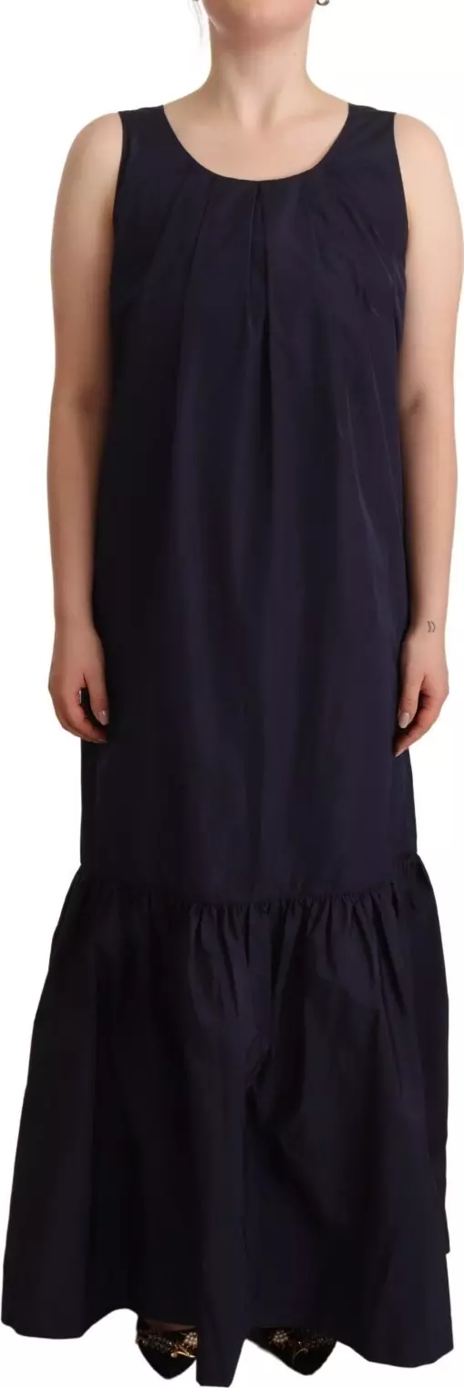 Navy Blue Sleeveless Round Neck Mermaid Long Dress