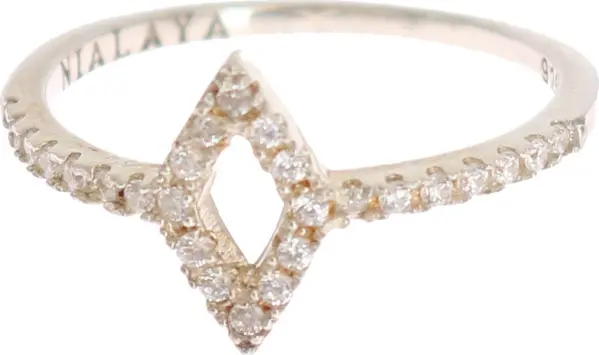 Silver Rhombus Womens Clear CZ 925 Silver Ring