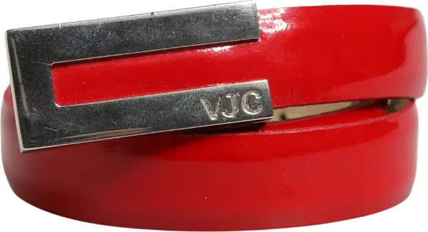 Red Glossy Leather Metal Buckle Belt