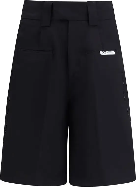 Black Cotton Bermuda Shorts
