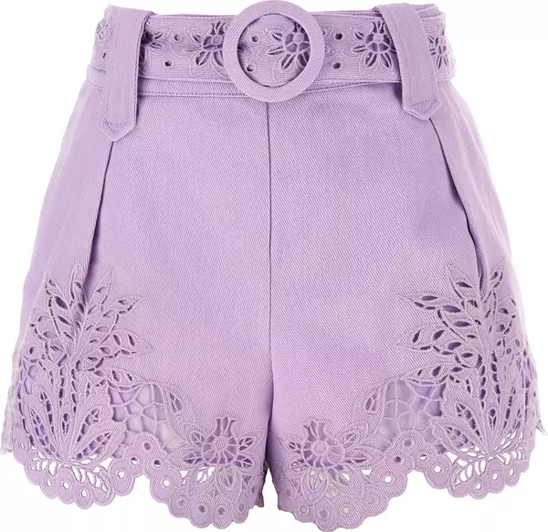 Purple Linen Bermuda Shorts