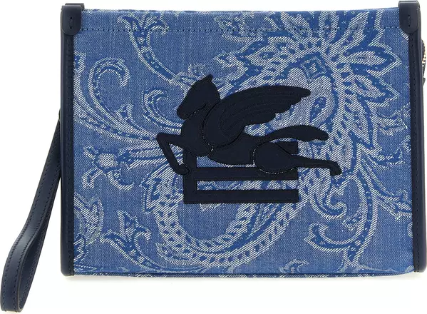 Blue Cotton Clutch Bag