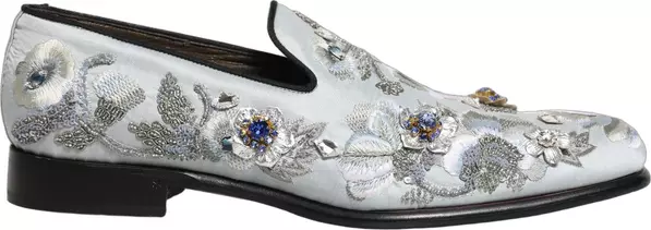 White Floral Embellished Men Loafers  Shoes