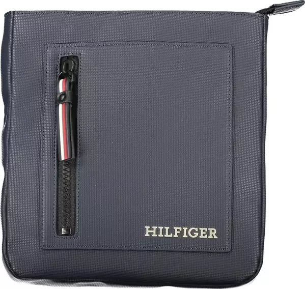 Navy Polyurethane Men's Shoulder Bag