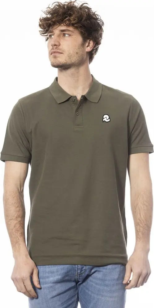 Green Cotton Men Polo Shirt