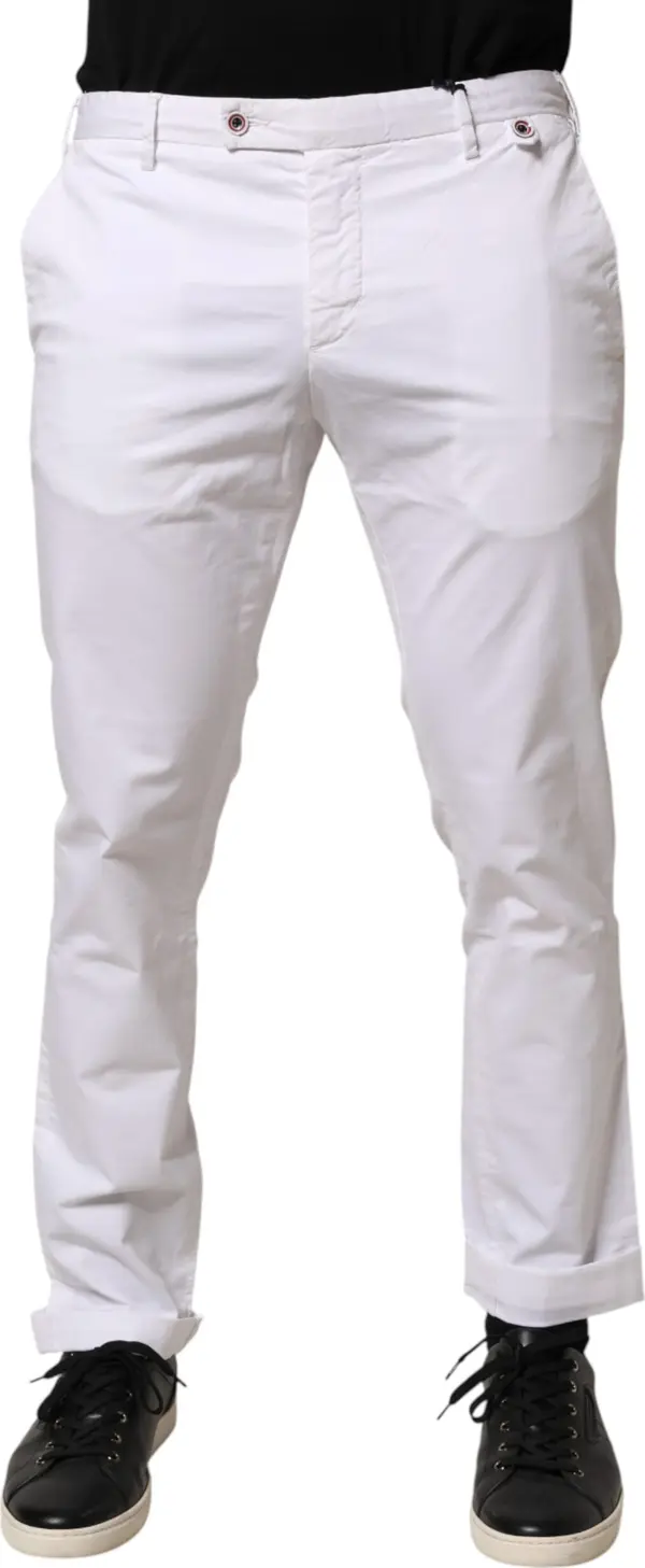 White Cotton Skinny Fit Mid Waist Denim Trouser Jeans