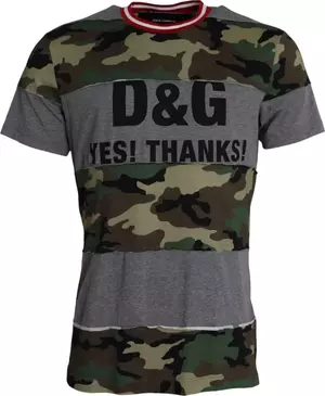 Multicolor Camouflage Cotton Crew Neck Men T-shirt