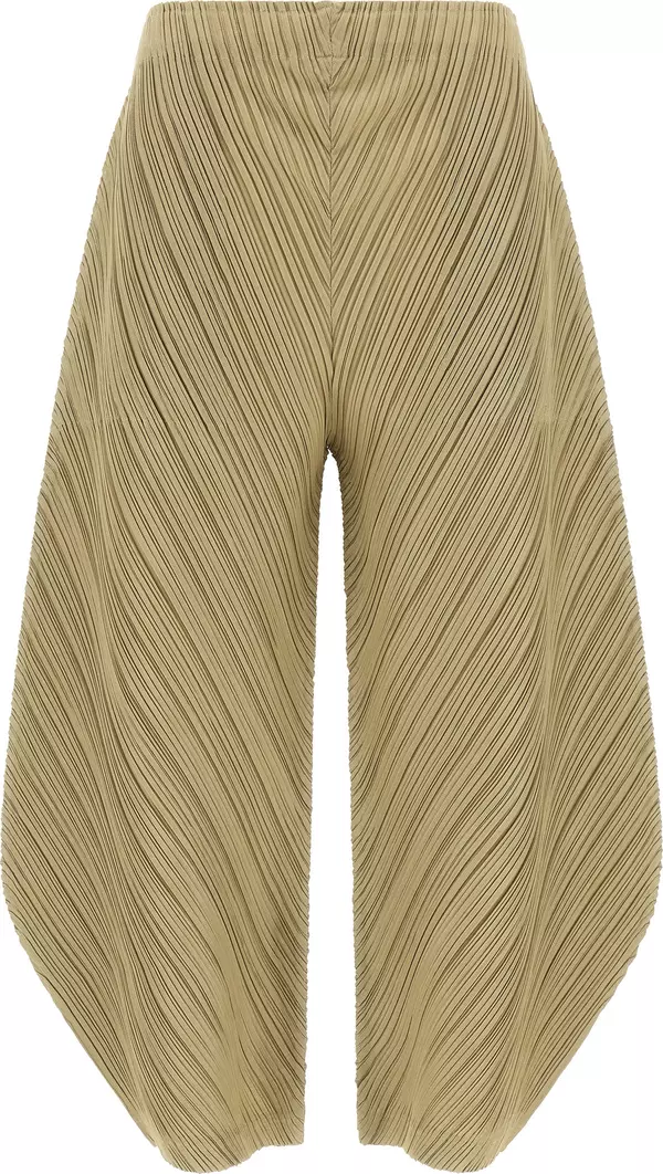 Beige Polyester Casual Pants