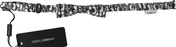 White Pattern Silk Adjustable Neck Papillon Tie
