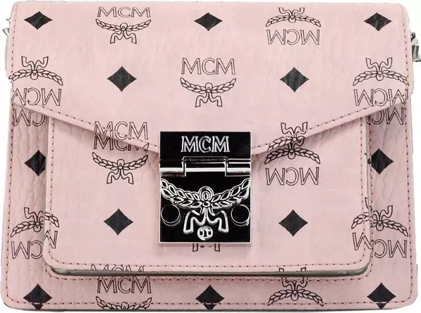 MCM Signature Patricia Leather Mini Flap Lock Crossbody Bag
