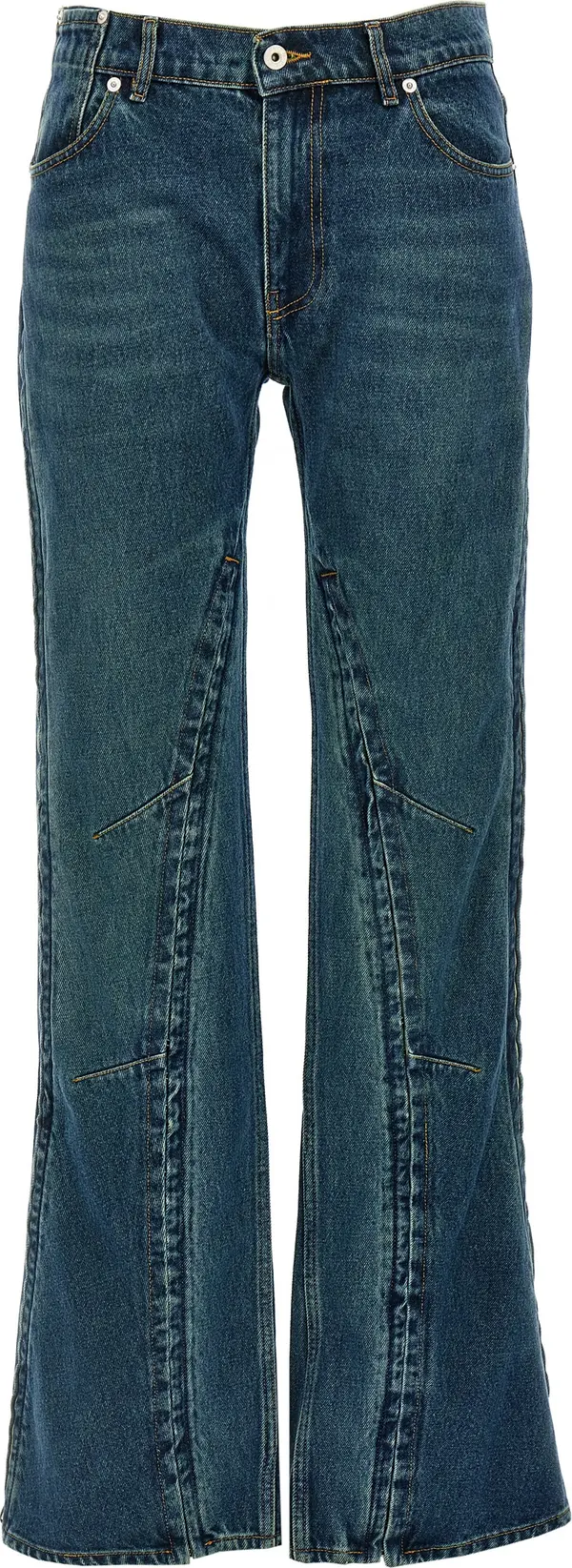 Blue Cotton Flared Jeans