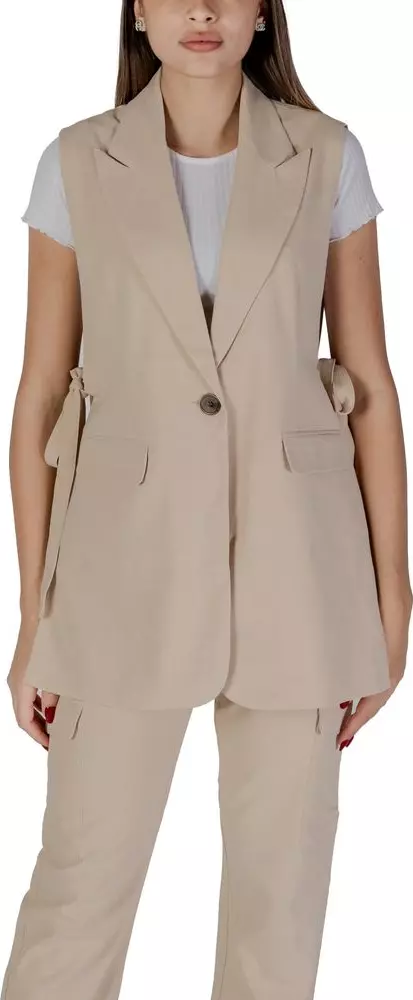 Beige Polyester Waistcoat