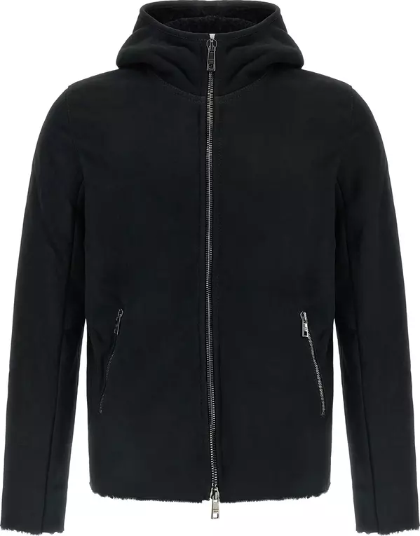 Black Lamb Leather Sweatshirt
