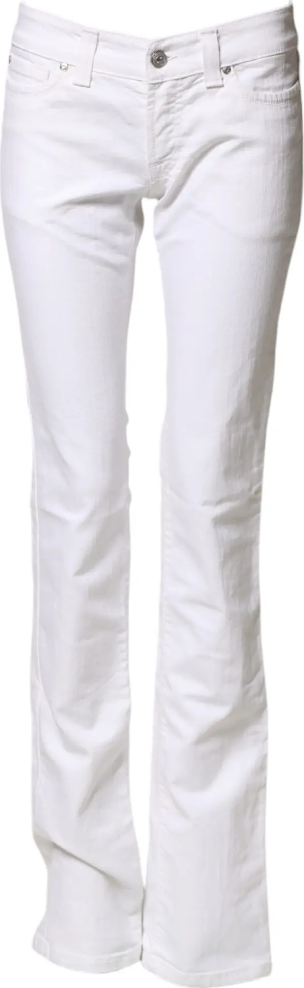 White Low Waist Bootcut Denim Jeans
