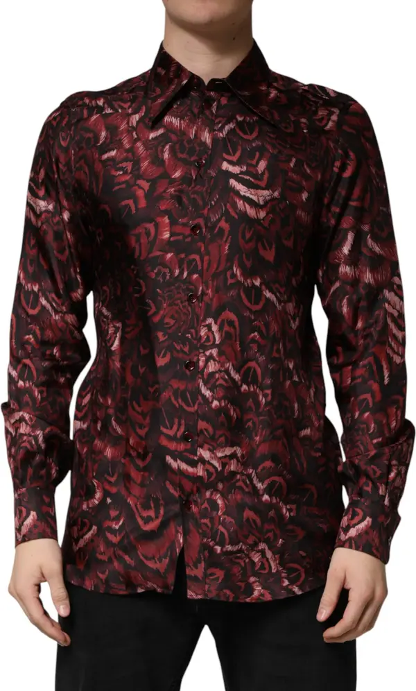 Bordeaux Patterned Collared Men Dress Shirt