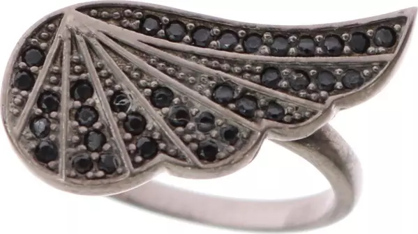 Silver Womens Black CZ Rhodium 925 Ring