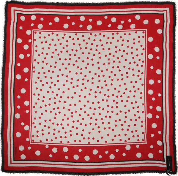 Red Polka Dot Print Square Stole 137cm x 134.5cm  Scarf