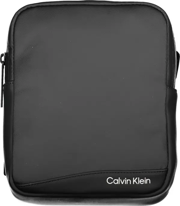 Sleek Black Recycled Polyester Shoulder Bag